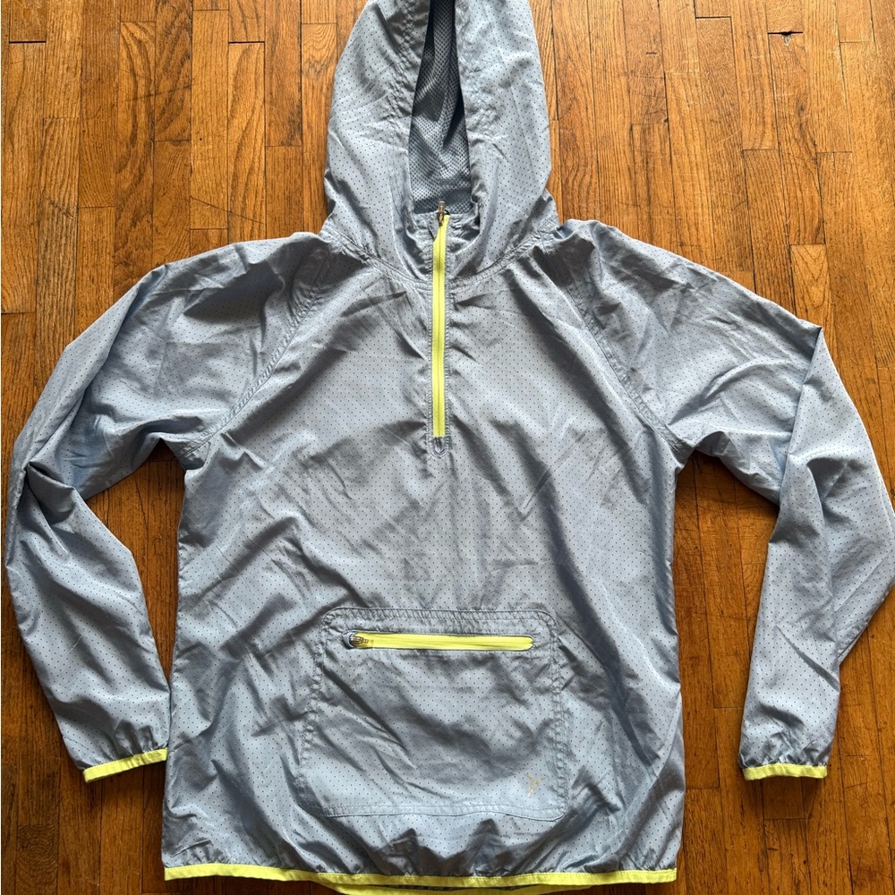 Old Navy Active Light Blue Jacket with Neon Yellow Zipper